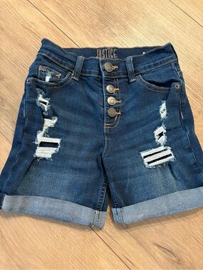 Justice Rolled Cuff Denim Shorts